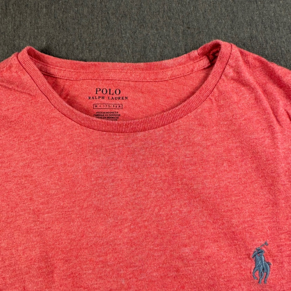 Polo Ralph Lauren Mens Heather Red Cotton Crewneck T-Shirt Blue Pony Logo Size M